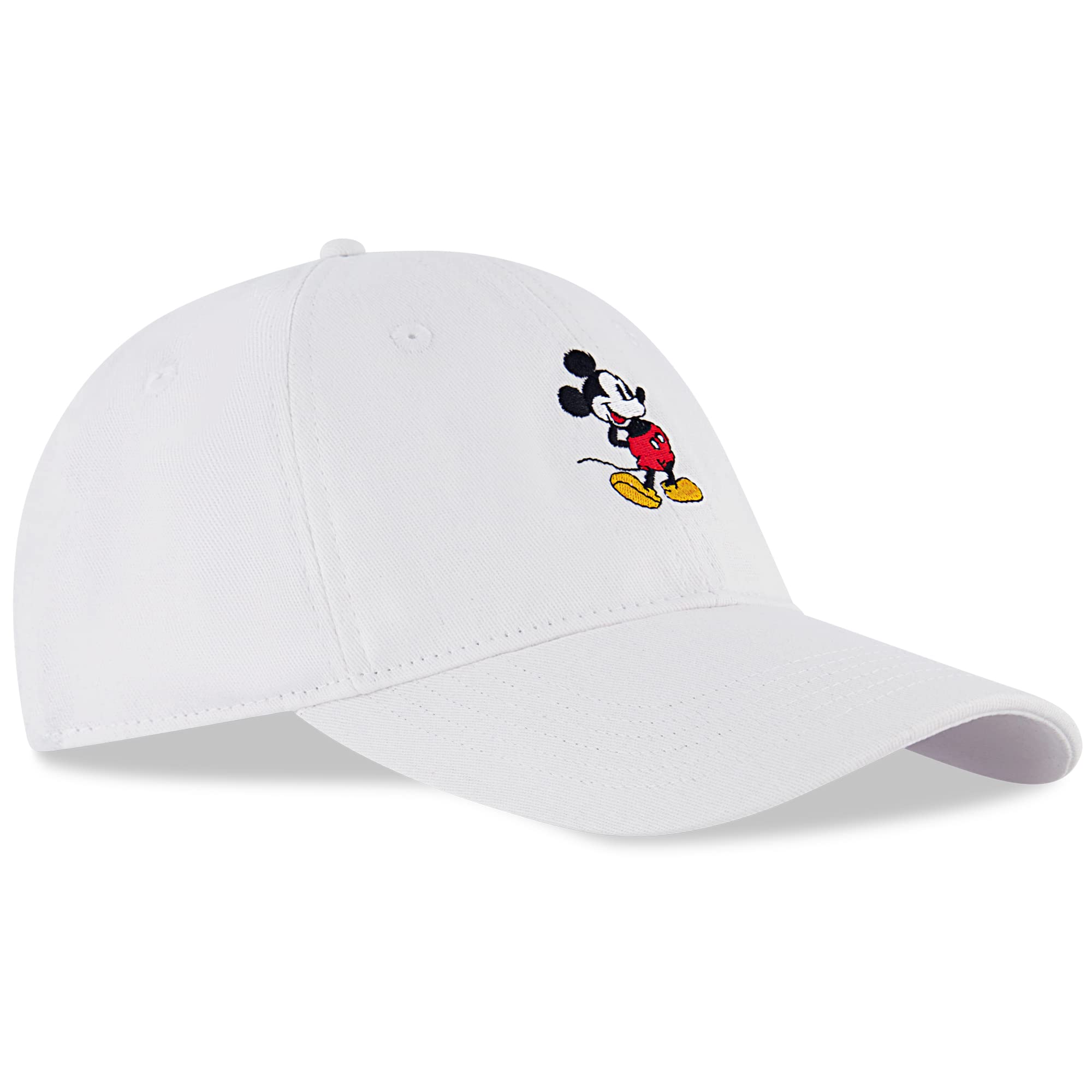 Disney Men's Baseball Cap, Mickey Mouse Adjustable Hat for Adult, White, One Size