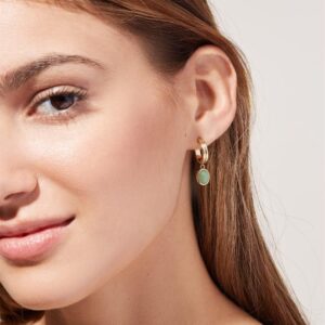 Moonffay 18k Gold Dangle Earrings for Women Fashion Natural Green Jade Stone Oval Earrings Jewelry Wedding Guest Crystla Formal Earrings