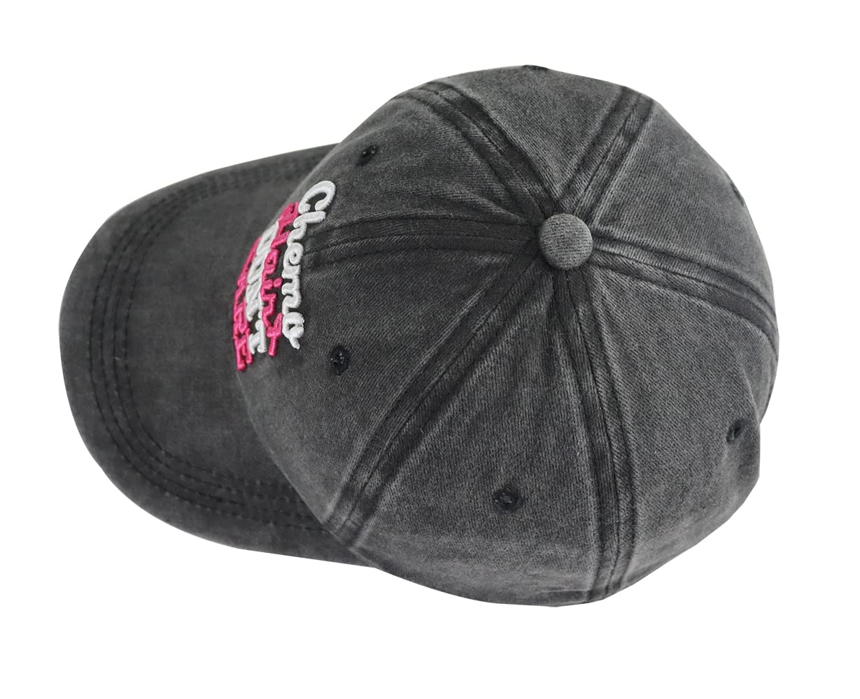 Chemo Headwear for Women, Breast Cancer Awareness Accessories Pink Ribbon Hat, Adjustable Washed Chemo Hair Don't Care Baseball Caps, Breast Cancer Survivor Gifts for Woman, Mom, Wife (Black)