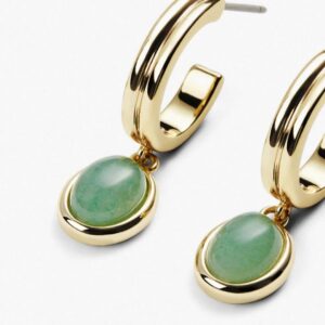 Moonffay 18k Gold Dangle Earrings for Women Fashion Natural Green Jade Stone Oval Earrings Jewelry Wedding Guest Crystla Formal Earrings