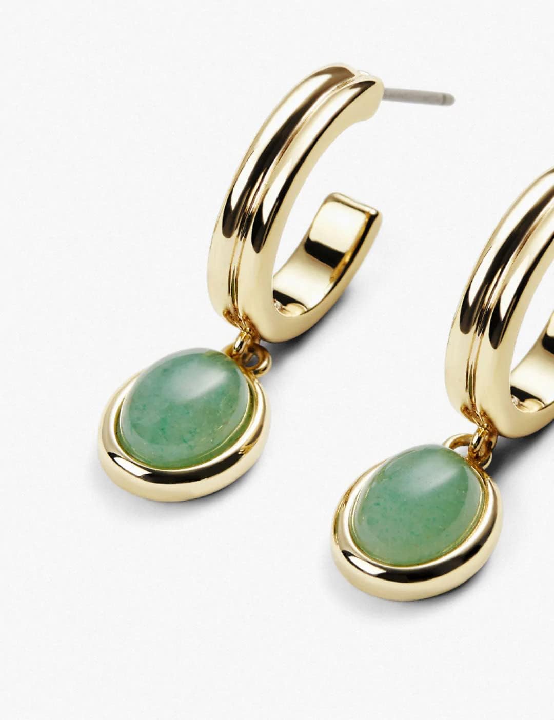 Moonffay 18k Gold Dangle Earrings for Women Fashion Natural Green Jade Stone Oval Earrings Jewelry Wedding Guest Crystla Formal Earrings