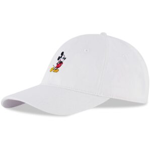 Disney Men's Baseball Cap, Mickey Mouse Adjustable Hat for Adult, White, One Size