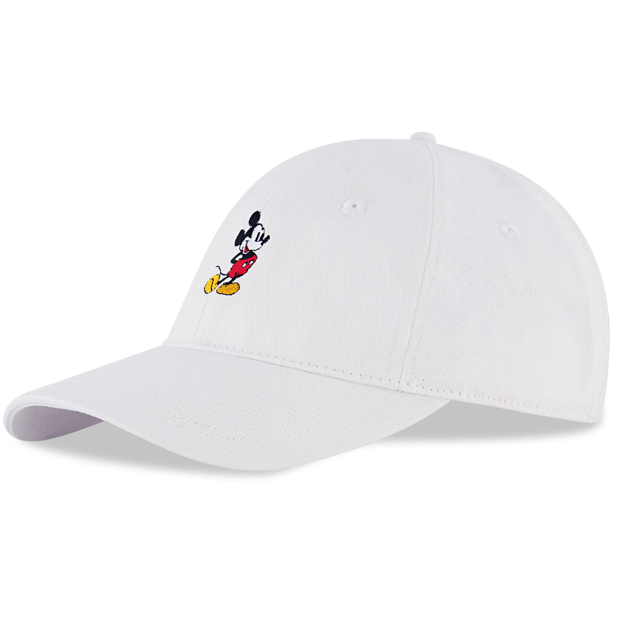 Disney Men's Baseball Cap, Mickey Mouse Adjustable Hat for Adult, White, One Size