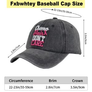 Chemo Headwear for Women, Breast Cancer Awareness Accessories Pink Ribbon Hat, Adjustable Washed Chemo Hair Don't Care Baseball Caps, Breast Cancer Survivor Gifts for Woman, Mom, Wife (Black)