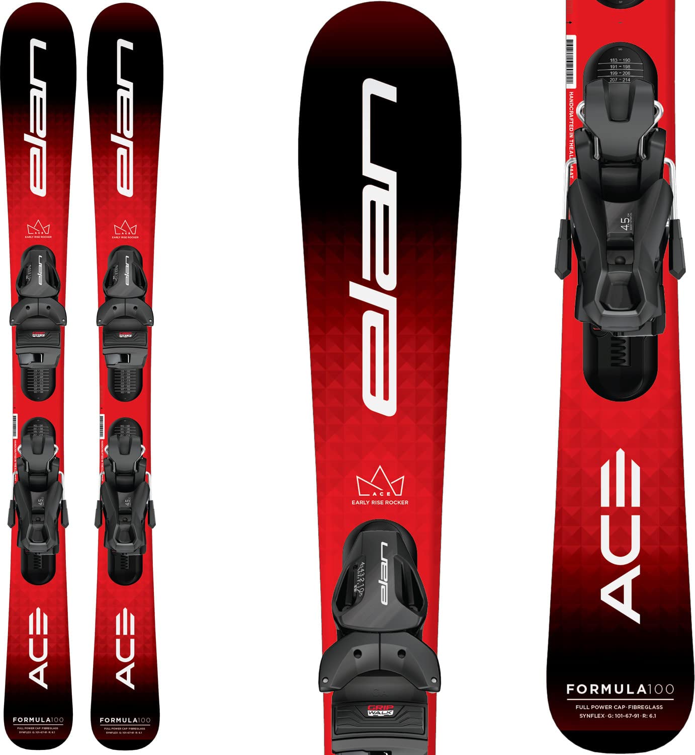 Elan Formula Skis w/EL 4.5 Bindings Kids Sz 100cm Red