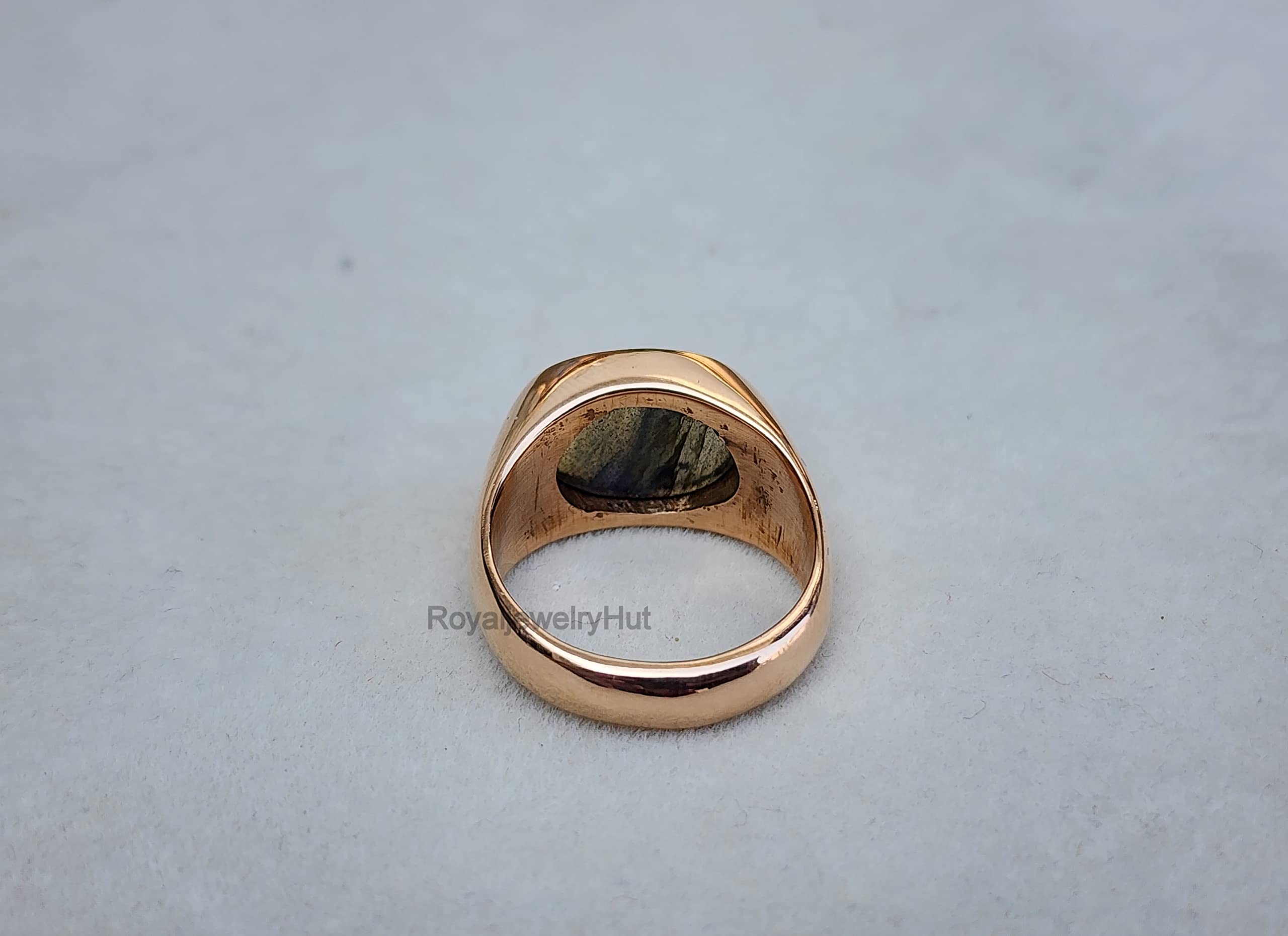 Flat Natural Labradorite Ring, Copper Ring, 925 Solid Sterling Silver Ring, Engagement Ring, Promise Ring, Blue Gemstone Ring, Oval Shape Horizontal Ring (Copper, 9.5)