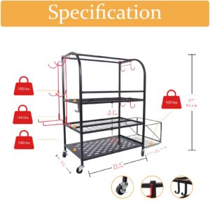 RM FOLD ART Weight Rack for Dumbbells, Yoga Mat Holder Dummbbells Rack for Kettlebells Foam Rollers and More Gym Accessories, Home Gym Equipment Storage Organizer with Wheels and Basket