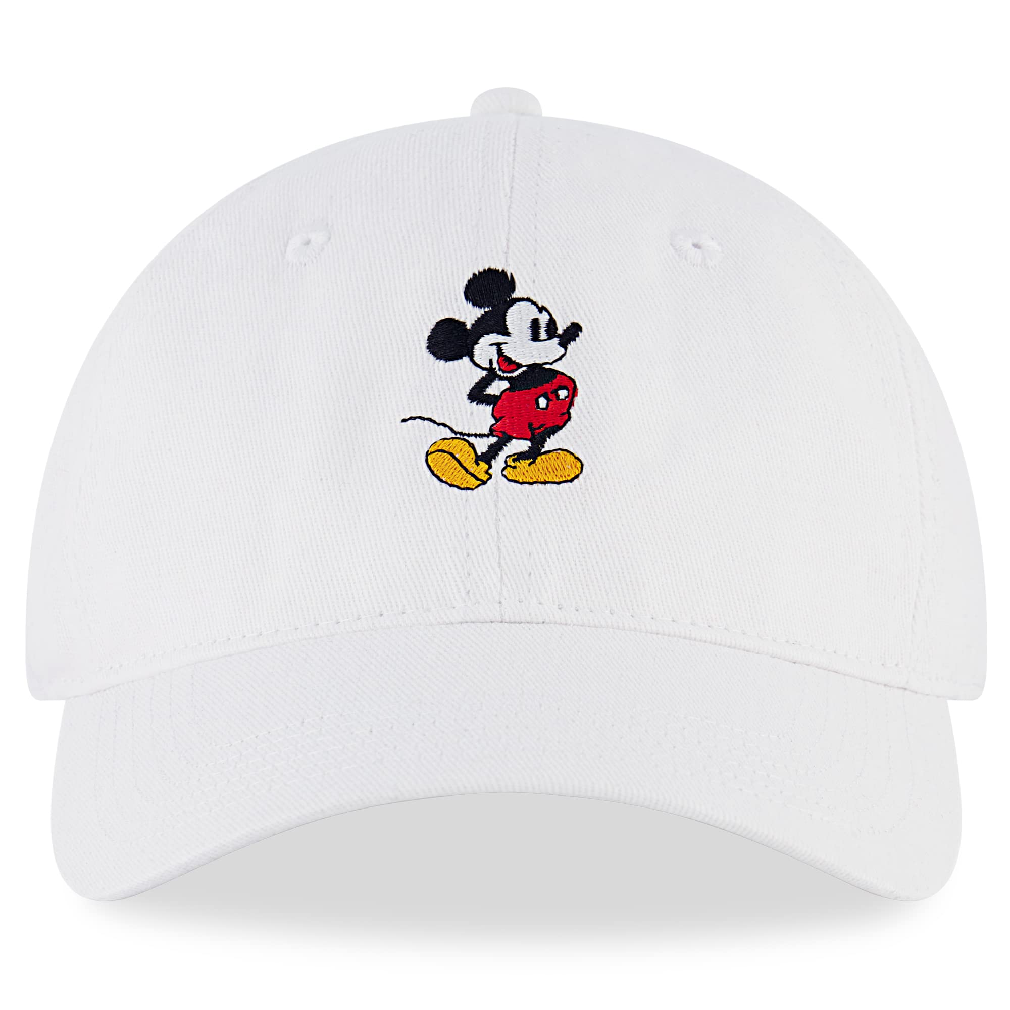 Disney Men's Baseball Cap, Mickey Mouse Adjustable Hat for Adult, White, One Size