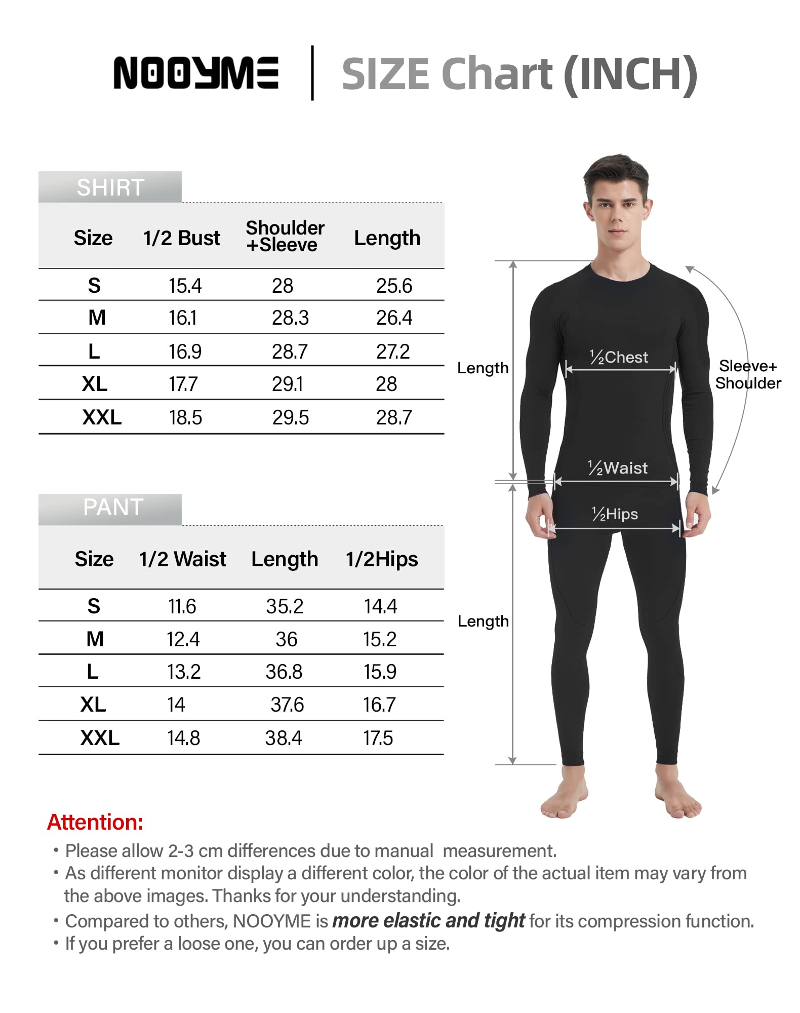 NOOYME Thermal Underwear for Men Long Johns for Men, Long Underwear Mens Base Layer Men for Cold Weather