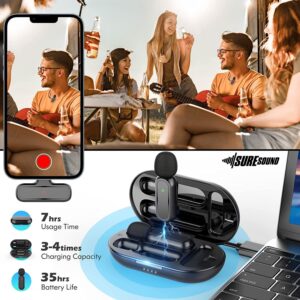 Wireless Microphone for iPhone with Tripod (2 Pack) - Professional Vlog Kit - 12H Runtime 70ft Range - Clip-On Mini Lapel Microphones for Interviews, Vlogs & Podcasts - No USB-C, Lightning Port Only