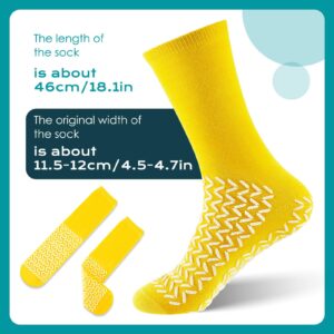 6 Pair Double Sided Tread Non Slip Socks Slip Stopping Safety Socks Fall Prevention Socks for Wide Bariatric (Yellow,Large)