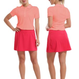 BUBBLELIME Women's Short Sleeve Polo Shirts UPF 50+ Quick Dry Moisture Wicking - Polo Neck Short Sleeve_CORAL Medium(1)