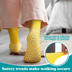 6 Pair Double Sided Tread Non Slip Socks Slip Stopping Safety Socks Fall Prevention Socks for Wide Bariatric (Yellow,Large)