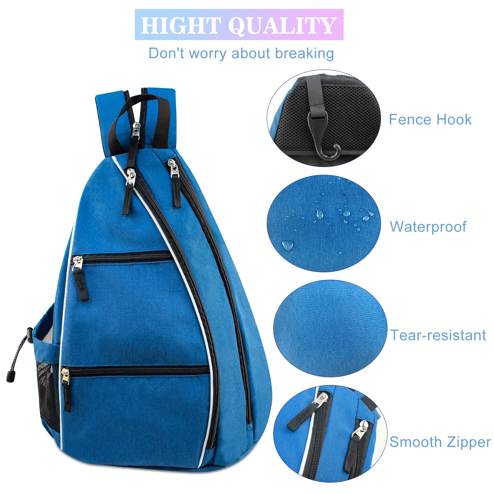 shoowyees Pickleball Tennis Bag Backpack for Men Women - Sports Crossbody Franklin Pickle Ball Tennis Travel Sling Bag