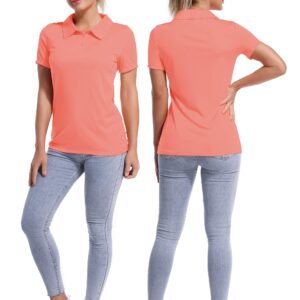 BUBBLELIME Women's Short Sleeve Polo Shirts UPF 50+ Quick Dry Moisture Wicking - Polo Neck Short Sleeve_CORAL Medium(1)