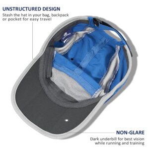 GADIEMKENSD Baseball Cap Nylon Running Cap Outdoor Sports Hat for Men Woman Adjustable Quick Drying Reflective Foldable 50+ UPF Inhibit UV Mesh Water Repellency Race Performance Lightweight Blue