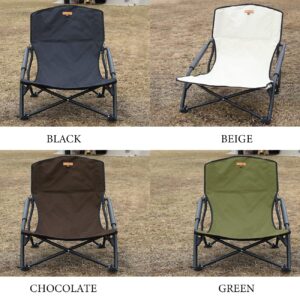 S'more Low Beach Chairs with Carry Bag, Camping Chair with Padded Armrests, Lightweight Folding Chairs for Camping, Hiking, Backpacking, Picnicking, Lawn, Outdoor, Concert, Sand, Beige