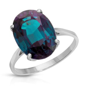 Galaxy Gold GG 925 Sterling Silver Oval Shape 6.25 CTW Ring with Grown Genuine Alexandrite Color Changing (7.0)