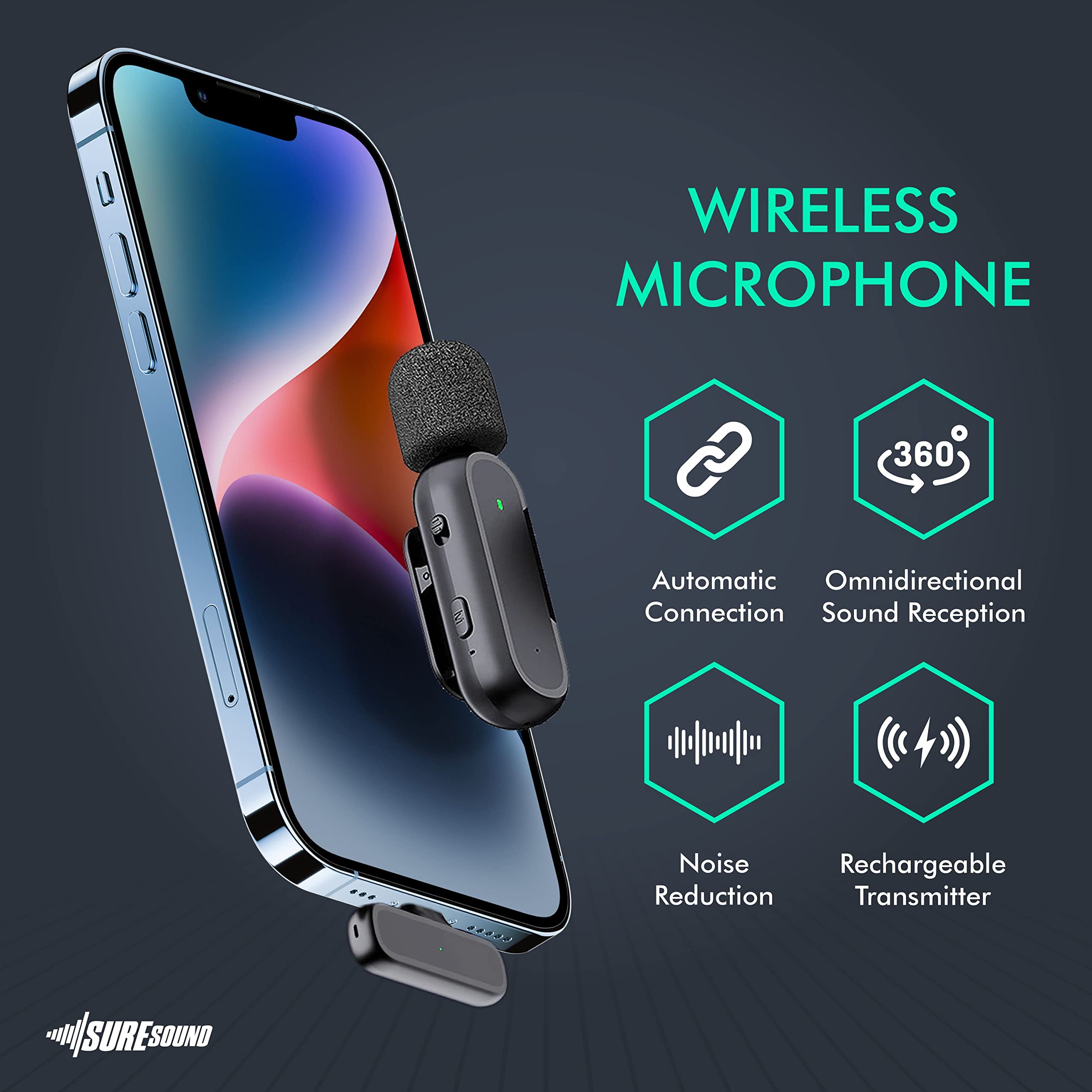 Wireless Microphone for iPhone with Tripod (2 Pack) - Professional Vlog Kit - 12H Runtime 70ft Range - Clip-On Mini Lapel Microphones for Interviews, Vlogs & Podcasts - No USB-C, Lightning Port Only