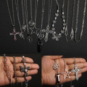 LIRUNQIN Y2k Accessories Goth Grunge Y2k Star Indie Butterfly Boho Cross Pendent Y2k Jewelry for Women Men