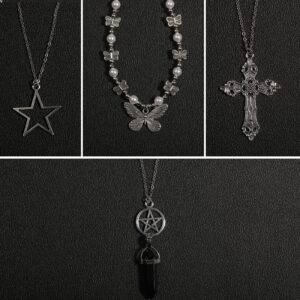 LIRUNQIN Y2k Accessories Goth Grunge Y2k Star Indie Butterfly Boho Cross Pendent Y2k Jewelry for Women Men