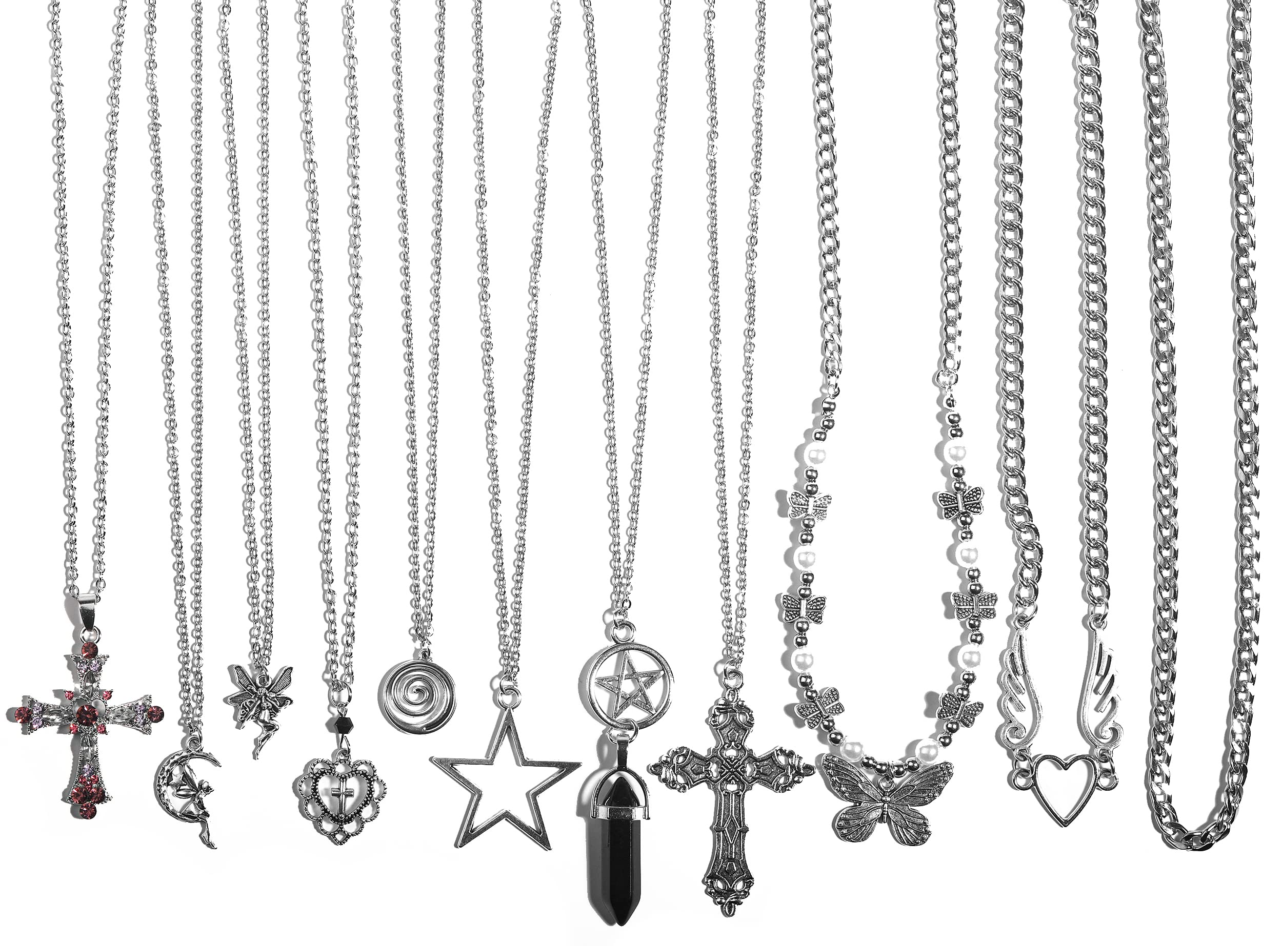 LIRUNQIN Y2k Accessories Goth Grunge Y2k Star Indie Butterfly Boho Cross Pendent Y2k Jewelry for Women Men