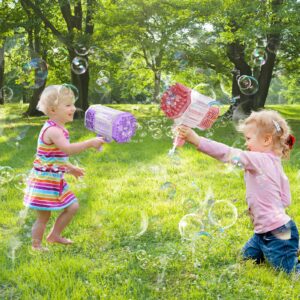 Bubble Gun Bubble Machine Gun 69 Holes Automatic Bubbles Machine for Kids Adults Outdoor Toys Gift for Birthday Wedding Party Bubble Blaster for Indoor Bubble Blower Toddlers - Purple Bubble Makers