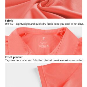 BUBBLELIME Women's Short Sleeve Polo Shirts UPF 50+ Quick Dry Moisture Wicking - Polo Neck Short Sleeve_CORAL Medium(1)