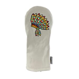 Headdress Hand Embroidered Leather Driver Golf Club Headcover by Sunfish