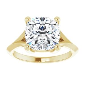 Moissanite World 4 CT Cushion Moissanite Engagement Ring Colorless VVS1 10K 14K 18K Yellow Gold 925 Sterling Silver Solitaire Wedding Bridal Ring Set Valentine Gift For Her