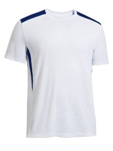 exeprt brand usa-made men's drimax dry fit color blocked athletic t-shirt white/navy