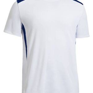 Exeprt Brand USA-Made Men's Drimax Dry Fit Color Blocked Athletic T-Shirt White/Navy