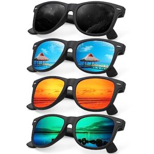 occhsouo polarized sunglasses womens men - sun glasses fashion trendy driving fishing uv blocking uv400 protection (a1-black+blue+orange+green)