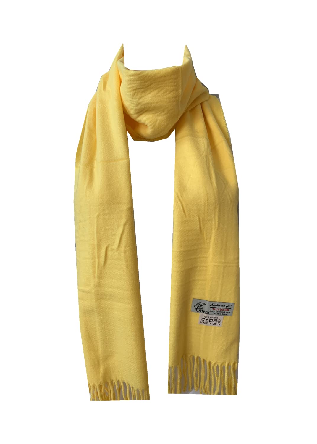 WA - Super Soft Womens Mens Luxurious Classic Fancy Cashmere Feel Wrap Scarf Soild Scarves (Soild-Yellow)