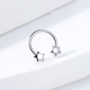 Jewseen 16g Septum Ring Star Septum Jewelry Cartilage Earring Hoop Helix Piercing Jewelry Surgical Steel Tragus Earrings Daith Earrings Nose Ring Hoop for Women and Men