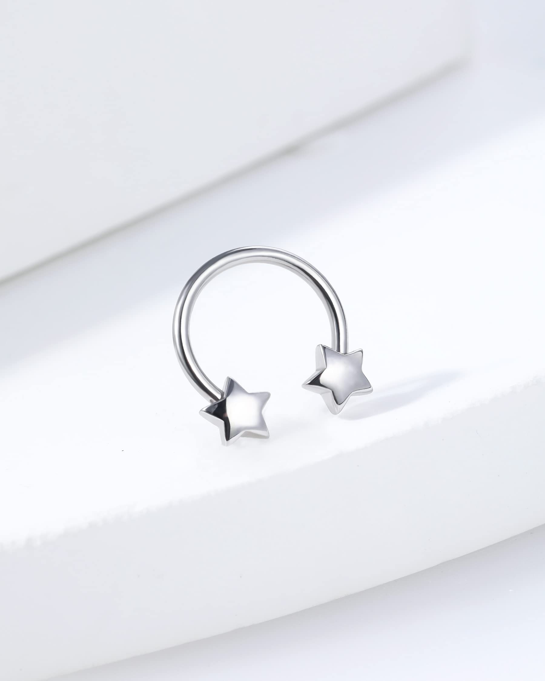 Jewseen 16g Septum Ring Star Septum Jewelry Cartilage Earring Hoop Helix Piercing Jewelry Surgical Steel Tragus Earrings Daith Earrings Nose Ring Hoop for Women and Men