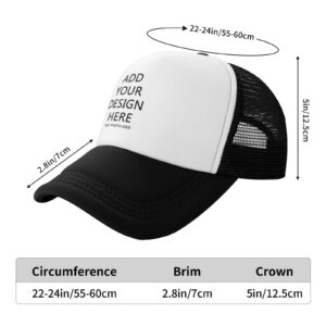 Custom Hat Design Your Own, Personalized Classic Hats for Men Women,Snapback Baseball Mesh Cap Dad for Outdoor Adjustable Black