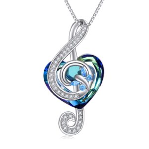 popkimi gifts for music lover musical note necklace gifts for music lover sterling silver crystal music note jewelry with butterfly treble clef necklace gifts for women dance lovers teacher music lover