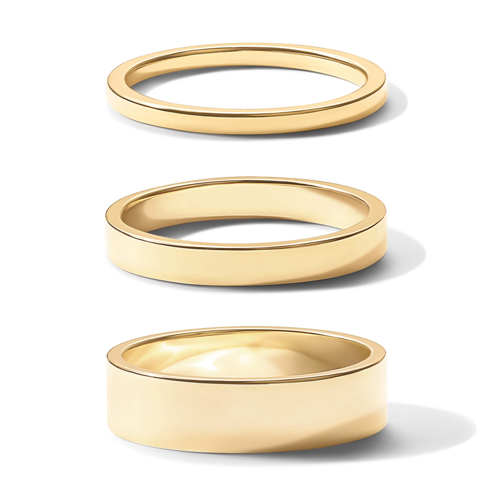 PAVOI 18K Gold Plated Rings Set | Gold Stacking Rings for Women | Stacking Ring Set (Yellow Gold, 10)