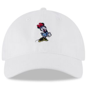 Disney Women's Baseball Cap, Minnie Mouse Adjustable Hat for Adult, White, One Size