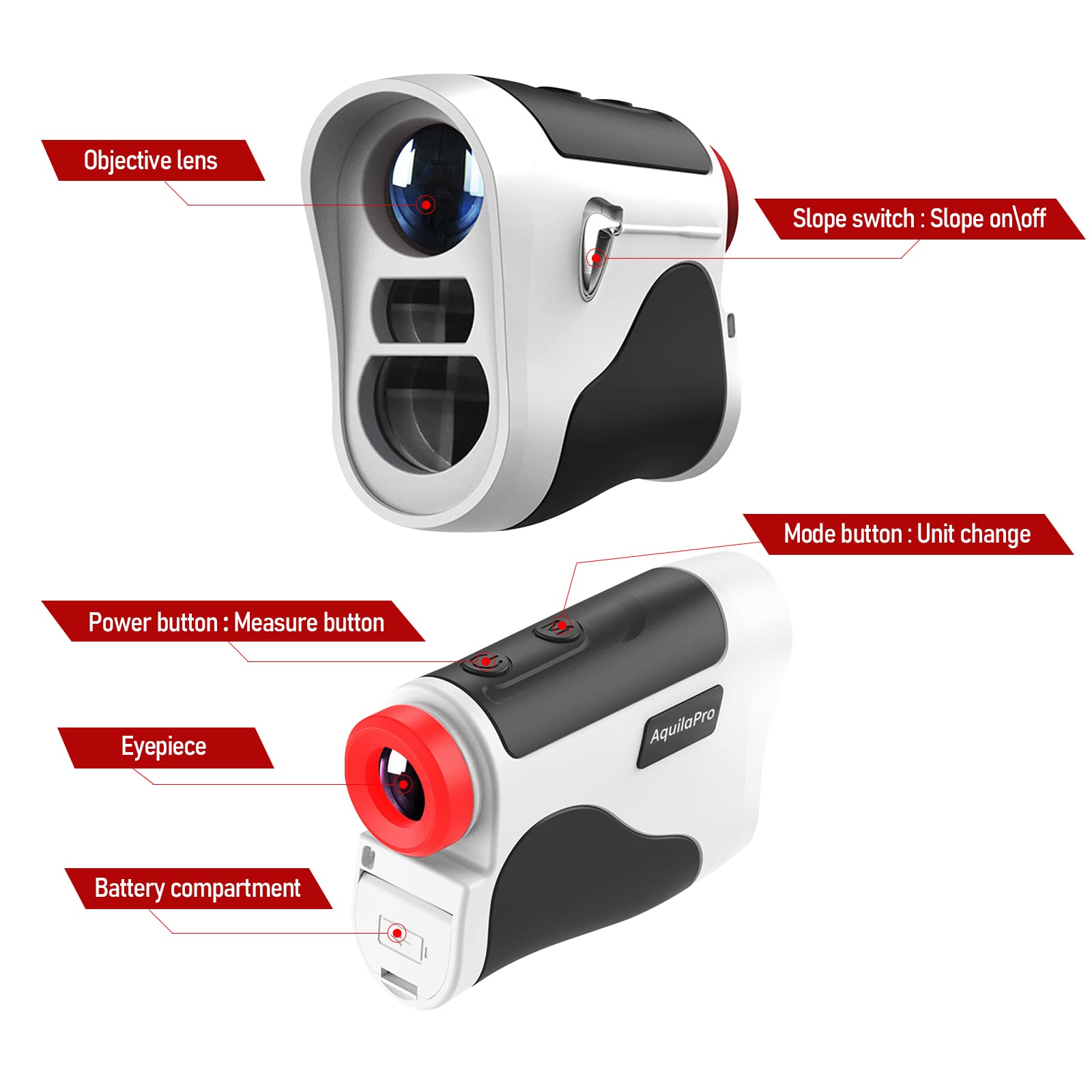 AquilaPro G4Pro Golf Rangefinder with Slope, Slope Switch for Golf Tournament Legal, 650 Yards Max Distance Range, 0.5 Yard Accuracy, 6X Magnification, Flagpole Lock with Pulse Vibration…