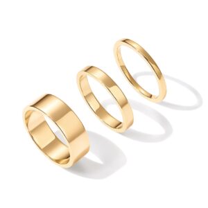 PAVOI 18K Gold Plated Rings Set | Gold Stacking Rings for Women | Stacking Ring Set (Yellow Gold, 10)