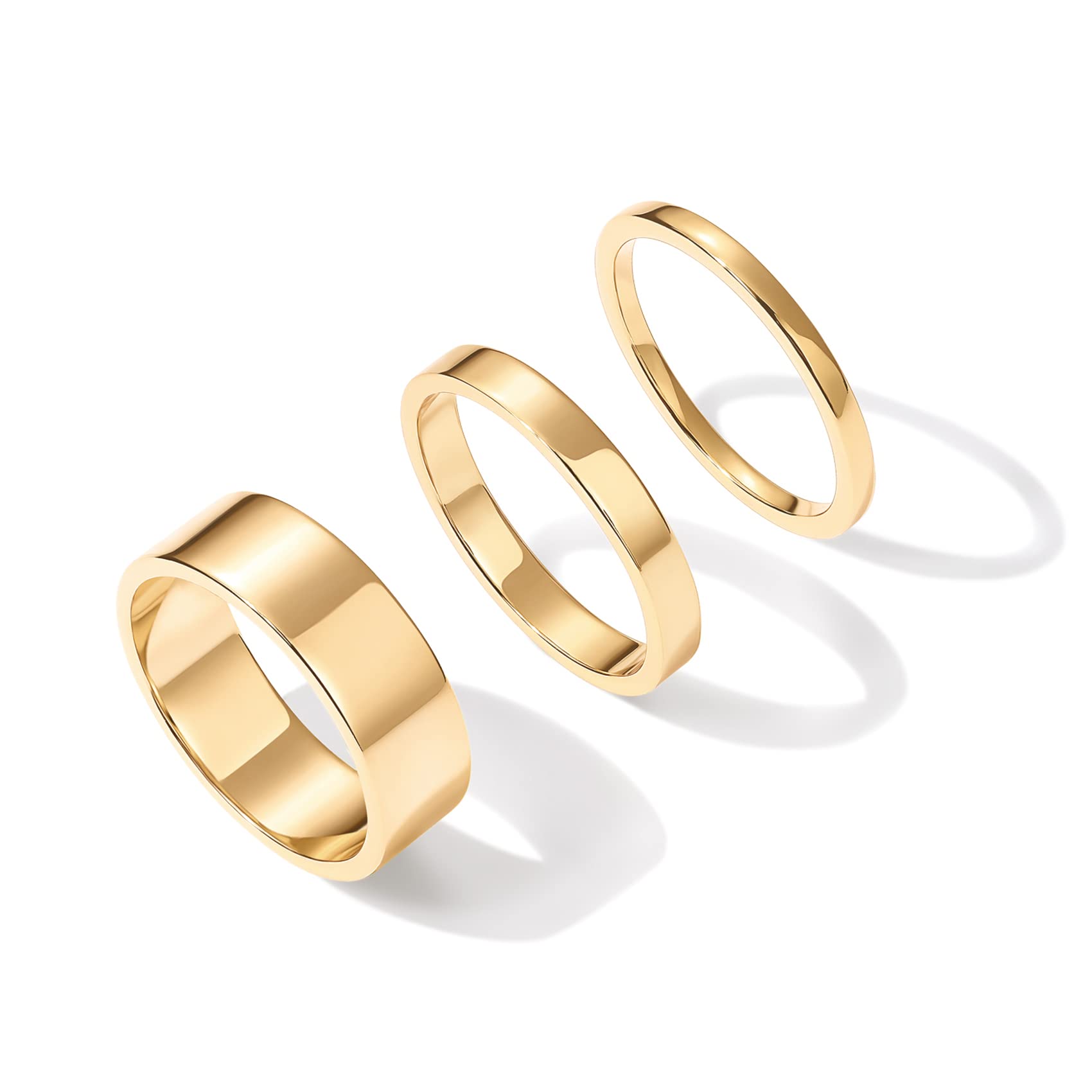 PAVOI 18K Gold Plated Rings Set | Gold Stacking Rings for Women | Stacking Ring Set (Yellow Gold, 10)