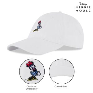 Disney Women's Baseball Cap, Minnie Mouse Adjustable Hat for Adult, White, One Size