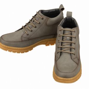 TOTO Men's Invisible Height Increasing Elevator Shoes - Grey Premium Leather Lace-up Hiking-Style Boots - 2.8 Inches Taller - K11551 - Size 9 D(M) US