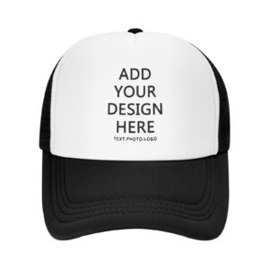 custom hat design your own, personalized classic hats for men women,snapback baseball mesh cap dad for outdoor adjustable black