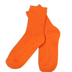 SHENHE Women's Ribbed Knit Cushioned Athletic Running Mid Calf Crew Socks Neon Orange One Size