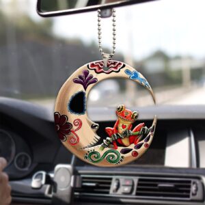 Cualque Super Cute Acrylic Swing Frog Mirror Hanging Car Interior Accessories Christmas Tree Ornament Decoration Car Decor Gift