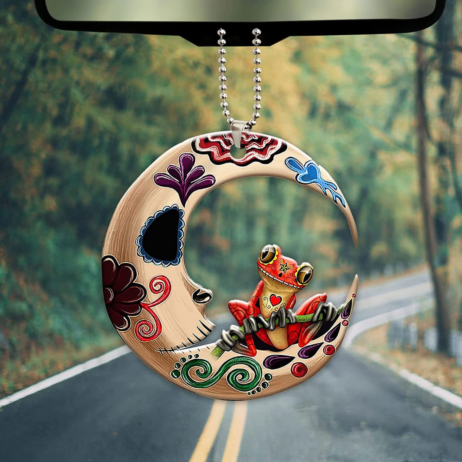 Cualque Super Cute Acrylic Swing Frog Mirror Hanging Car Interior Accessories Christmas Tree Ornament Decoration Car Decor Gift