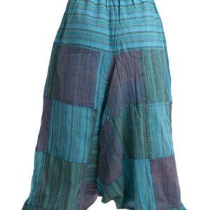 PEACH PEBBLE Harem Pants Unisex, Hippie 100% Cotton Soft Yoga Boho Trousers, Hippie Colorful Patchwork Pants Men Women Casual Fashion Aladdin Dhoti Stoned Washed Drop Crotch pare Cotton - Blue Turtle